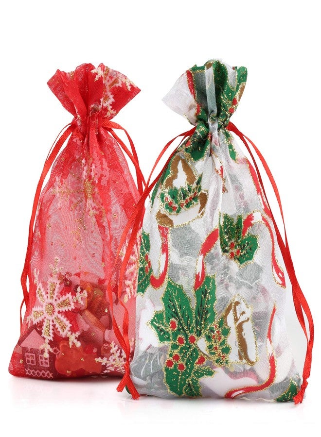 Naler 20PCS Christmas Organza Jewelry Candy Drawstring Gift Bags Xmas Decoration New Year Holiday Design - Image 1
